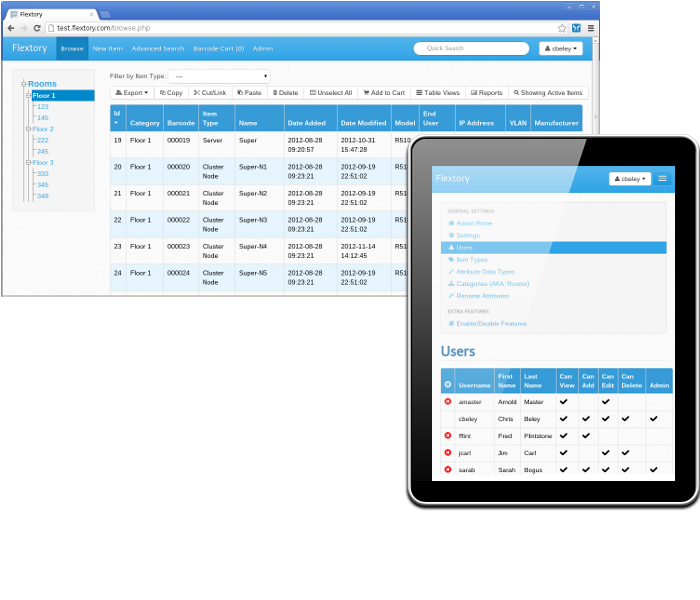 Flextory Data Management Example Screenshot